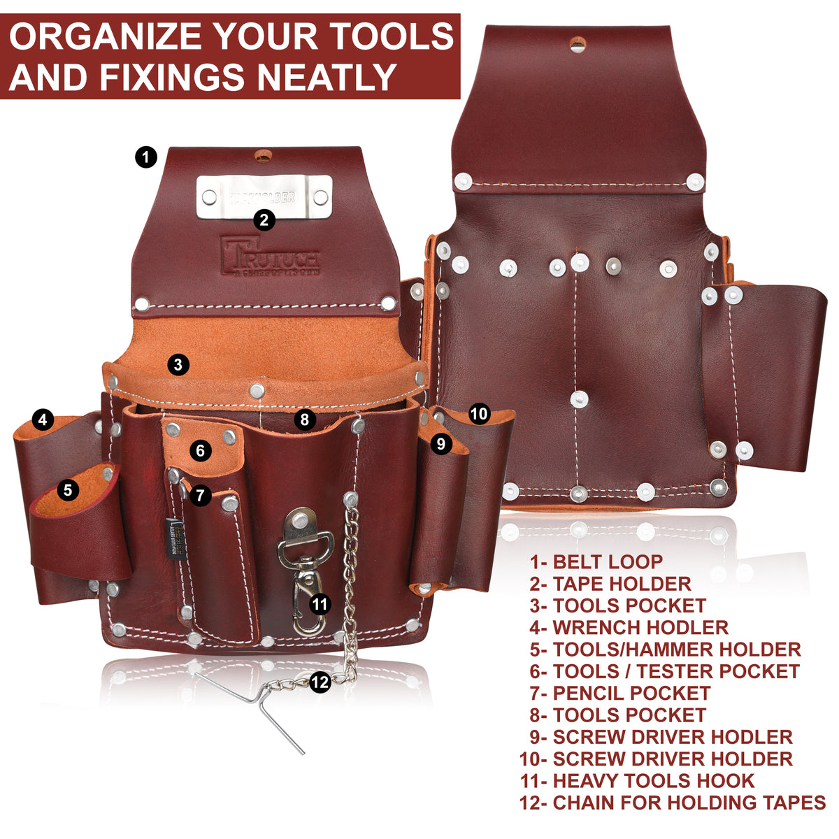 Electrician Tool Pouch, Electric Tool Pouch, Contractor's Tool Pouch. TRUTUCH