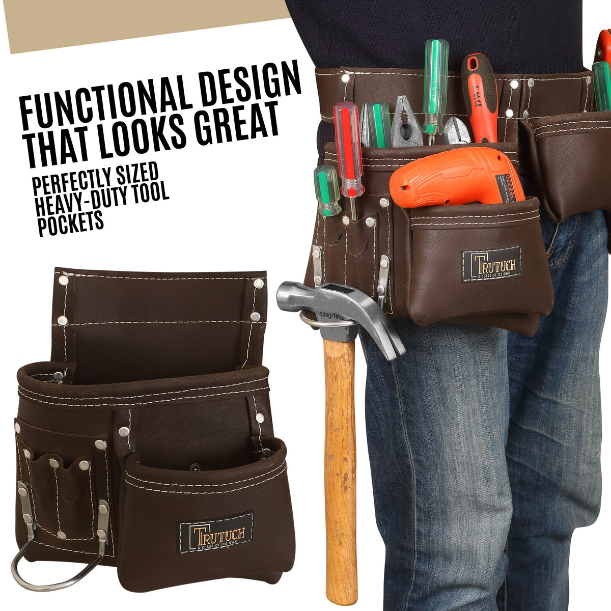 Leather Tool Belt, Carpenter Tool Belt, Drywall Tool Belt for Handyman