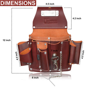 Trutuch Maroon Leather Electrician Tool Pouch, Electric Tool Pouch for Men, Contractor's Tool Pouch, TT-400-E
