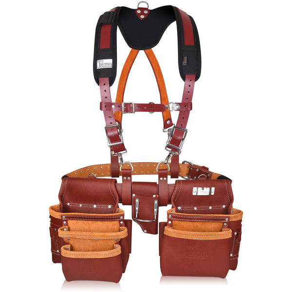 Leather Tool Belt with Pocket Suspender, Carpenter Tool Belt, Tool