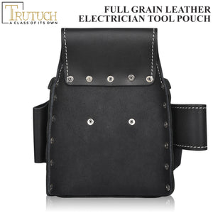 Trutuch Grain Leather Electrician Tool Pouch, Electric Tool Pouch for Men, Contractor's Tool Pouch, TT-500-E