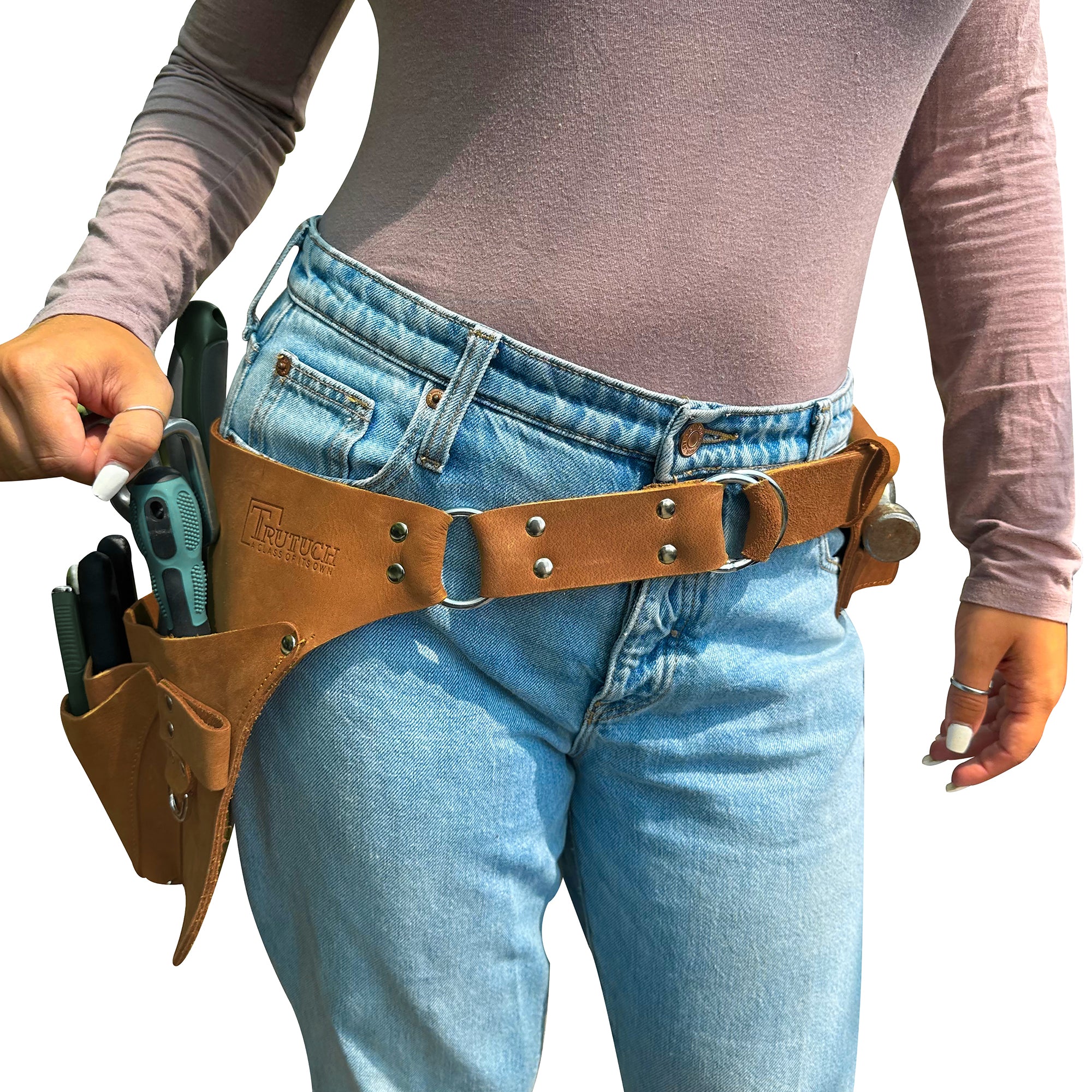Trutuch Leather Garden Tool Belt for Men Women, Gardening Tool Pouch, Gardener Apron, Holster Pouch, Florist Belt, TT-5010-G