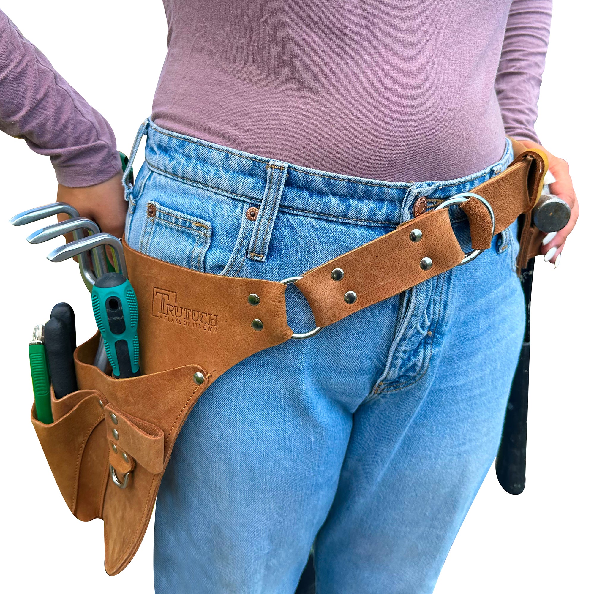 Trutuch Leather Garden Tool Belt for Men Women, Gardening Tool Pouch, Gardener Apron, Holster Pouch, Florist Belt, TT-5010-G
