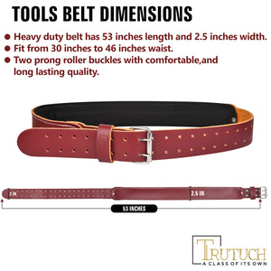 Trutuch Leather Foam Padded Tool Belt, Leather Work Tool Belt, 2.5" Brown Tool Bag Belt, TT-900-B