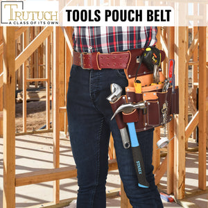 Trutuch Leather Foam Padded Tool Belt, Leather Work Tool Belt, 2.5" Brown Tool Bag Belt, TT-900-B