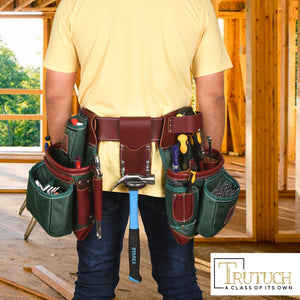 Trutuch Nylon and Leather Tool Belt, Framers Tool Belt, Electrician Carpenter Tool Bag Set, TT-1610-R