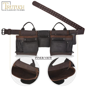 Trutuch Brown Combine Leather Tool Belt, Carpenter Tool Belt, Drywall Tool Belt for Handyman, TT-4030-R