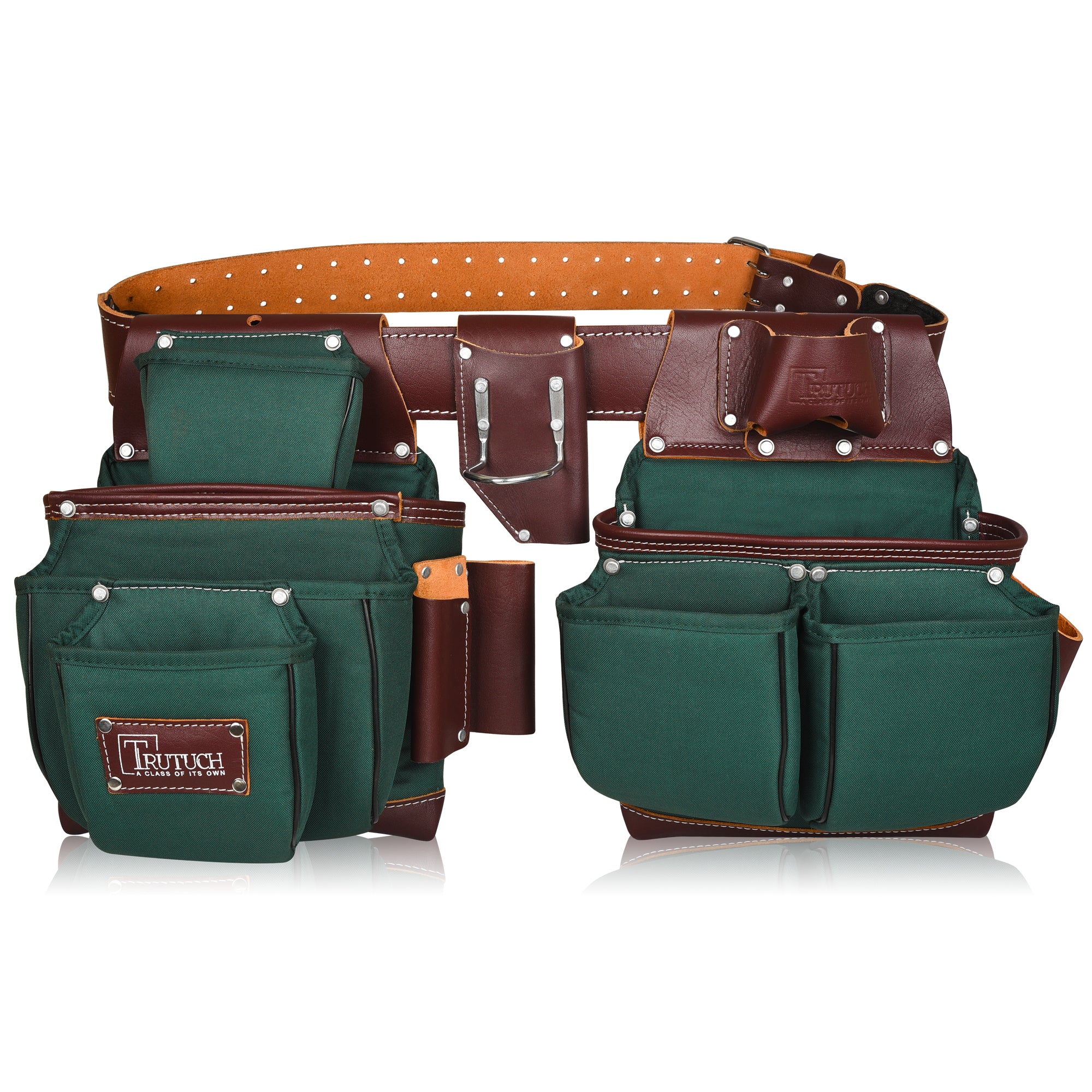 Trutuch Nylon and Leather Tool Belt, Framers Tool Belt, Electrician Carpenter Tool Bag Set, TT-1530-R