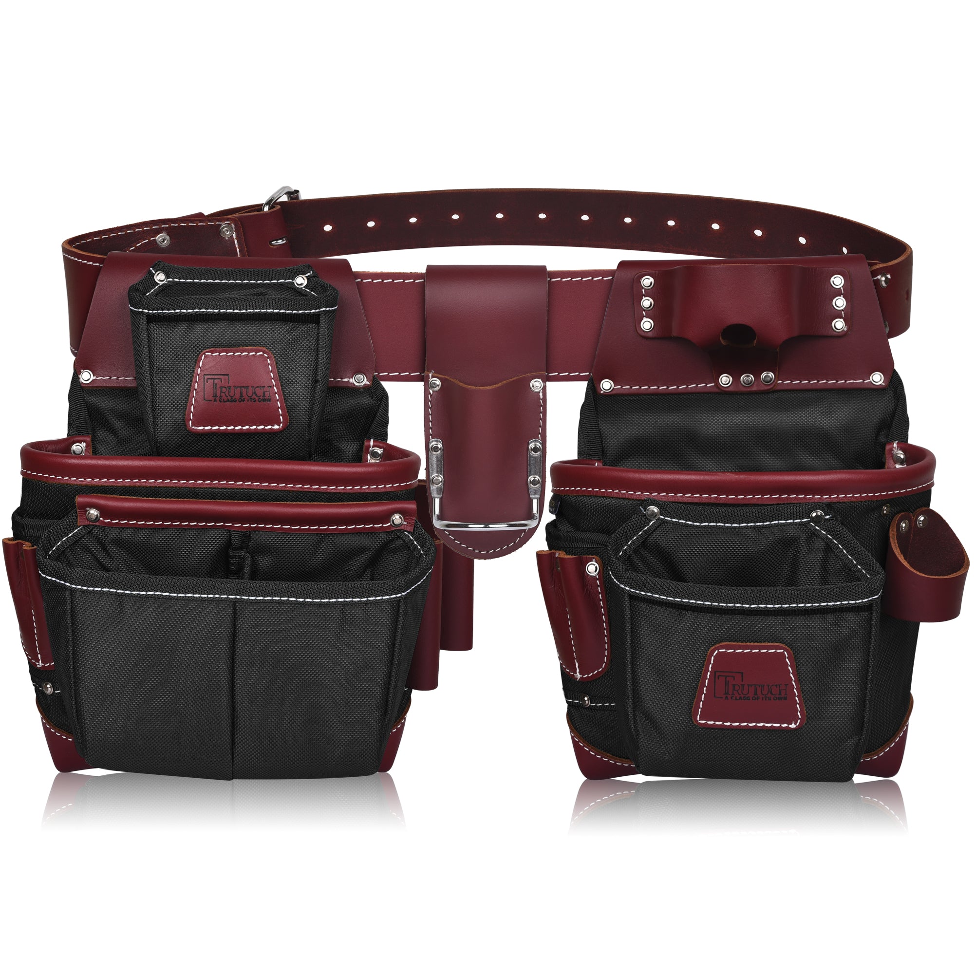 Trutuch Nylon & Leather Tool Belt, Framers Tool Belt, Electrician Carpenter Tool Bag Set, TT-1600-RR