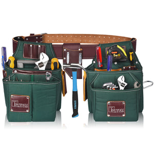 Trutuch Nylon & Leather Tool Belt, Framers Tool Belt, Electrician Carpenter Tool Bag Set, TT-1710-R