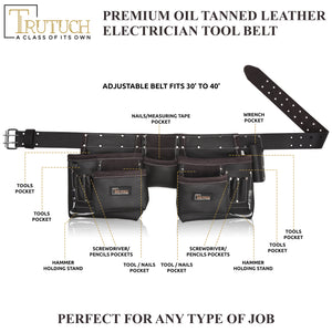 Trutuch Chocolate Combine Leather Tool Belt, Carpenter Tool Belt, Drywall Tool Belt for Handyman, TT-4020-R