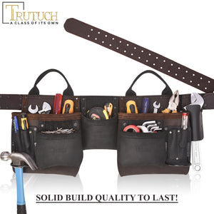 Trutuch Brown Combine Leather Tool Belt, Carpenter Tool Belt, Drywall Tool Belt for Handyman, TT-4030-R