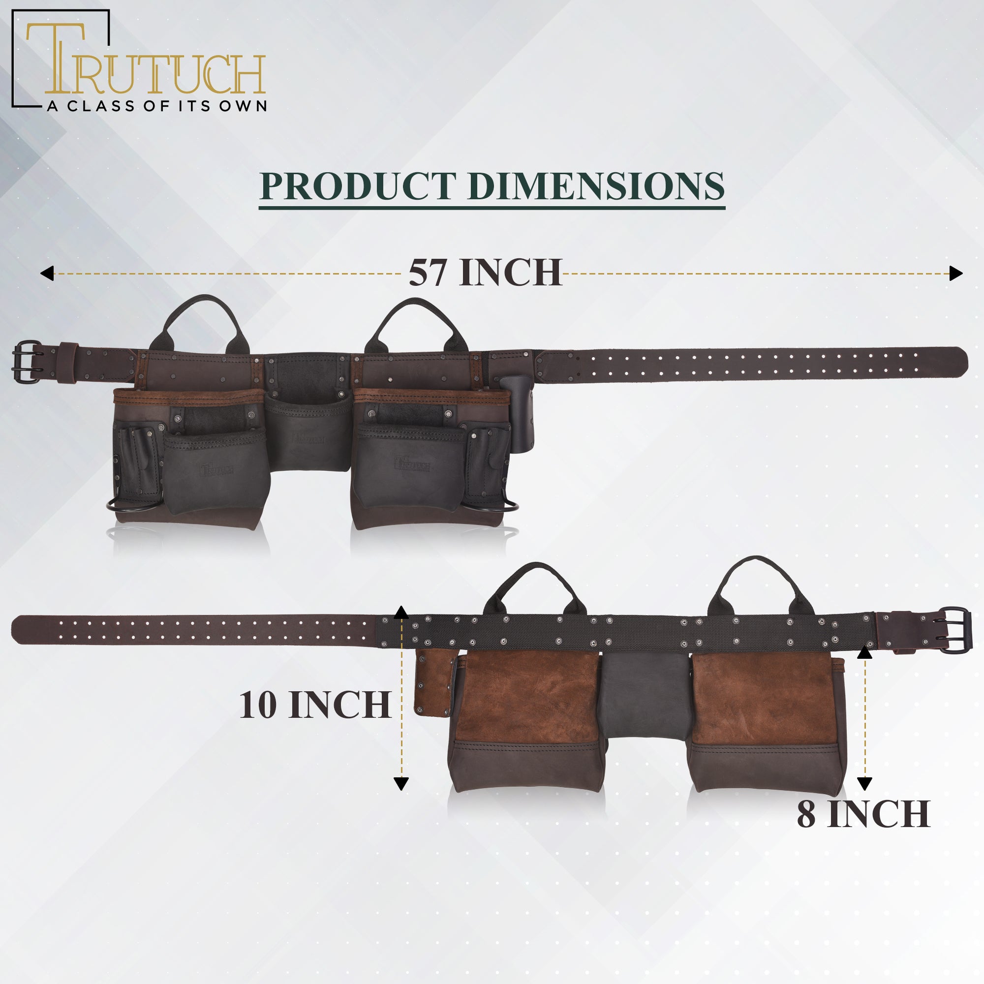 Trutuch Brown Combine Leather Tool Belt, Carpenter Tool Belt, Drywall Tool Belt for Handyman, TT-4030-R
