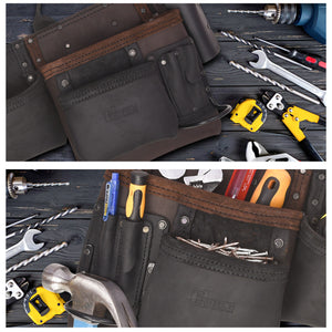 Trutuch Brown Combine Leather Tool Belt, Carpenter Tool Belt, Drywall Tool Belt for Handyman, TT-4030-R
