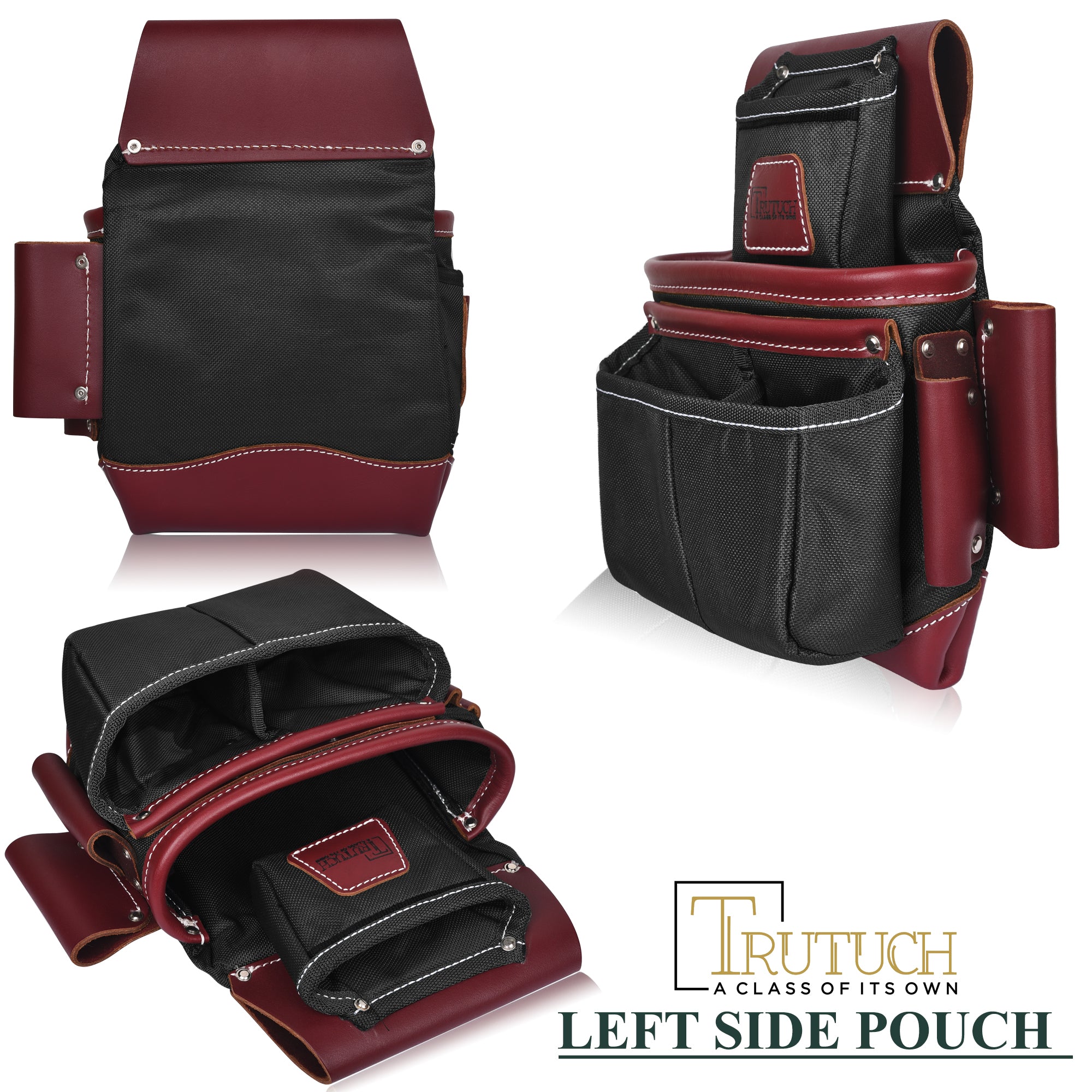 Trutuch Nylon & Leather Tool Belt, Framers Tool Belt, Electrician Carpenter Tool Bag Set, TT-1600-RR