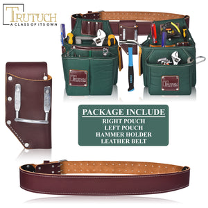 Trutuch Nylon & Leather Tool Belt, Framers Tool Belt, Electrician Carpenter Tool Bag Set, TT-1710-R