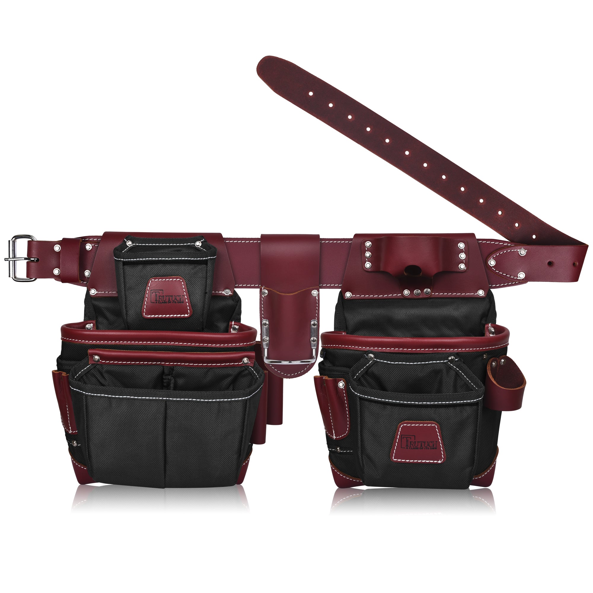 Trutuch Nylon & Leather Tool Belt, Framers Tool Belt, Electrician Carpenter Tool Bag Set, TT-1600-RR