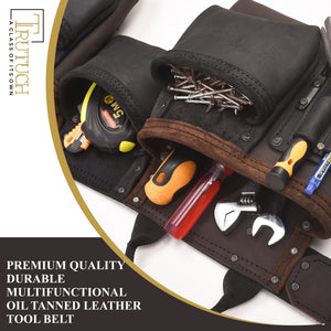 Trutuch Brown Combine Leather Tool Belt, Carpenter Tool Belt, Drywall Tool Belt for Handyman, TT-4030-R