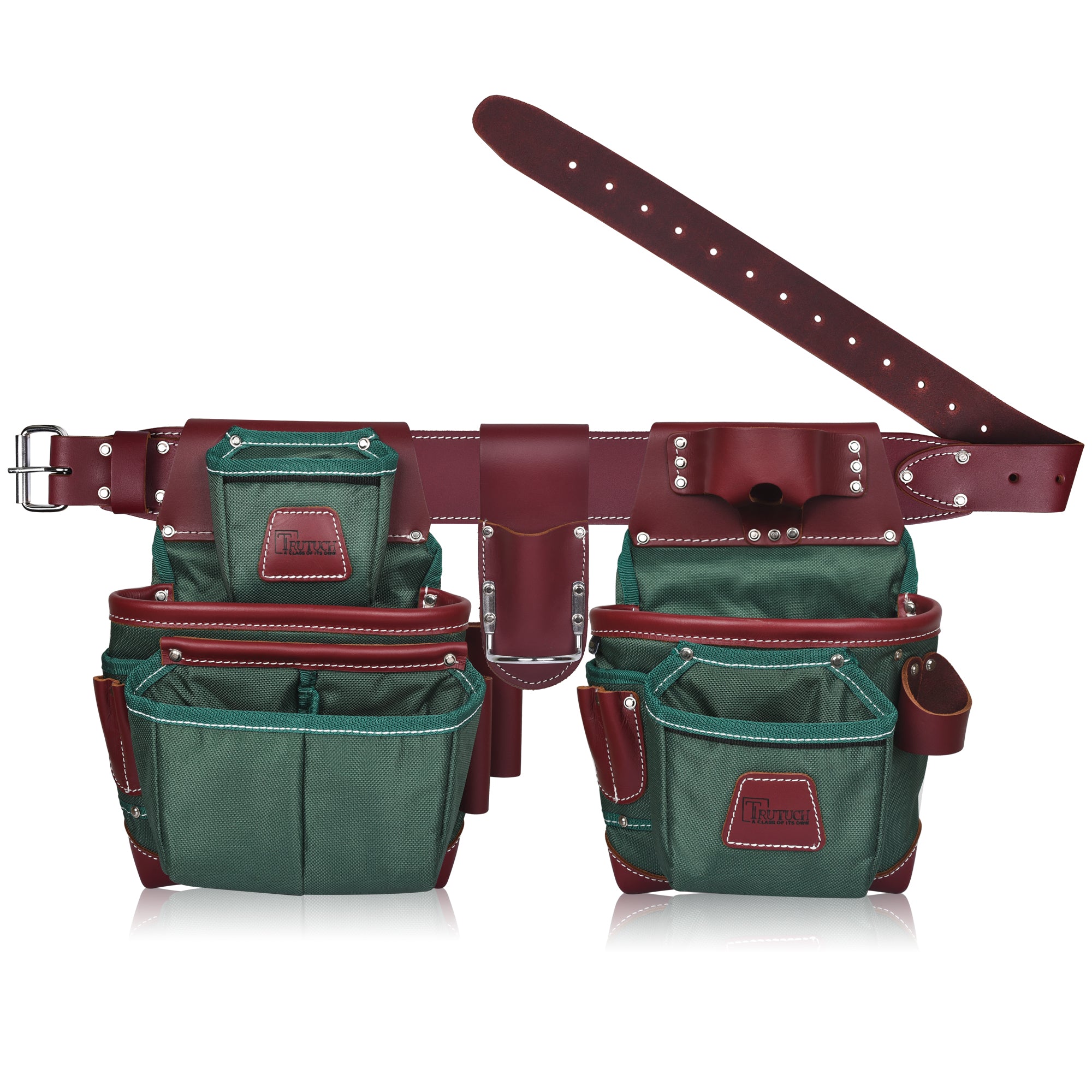 Trutuch Green Nylon Leather Tool Belt with Leather Work
