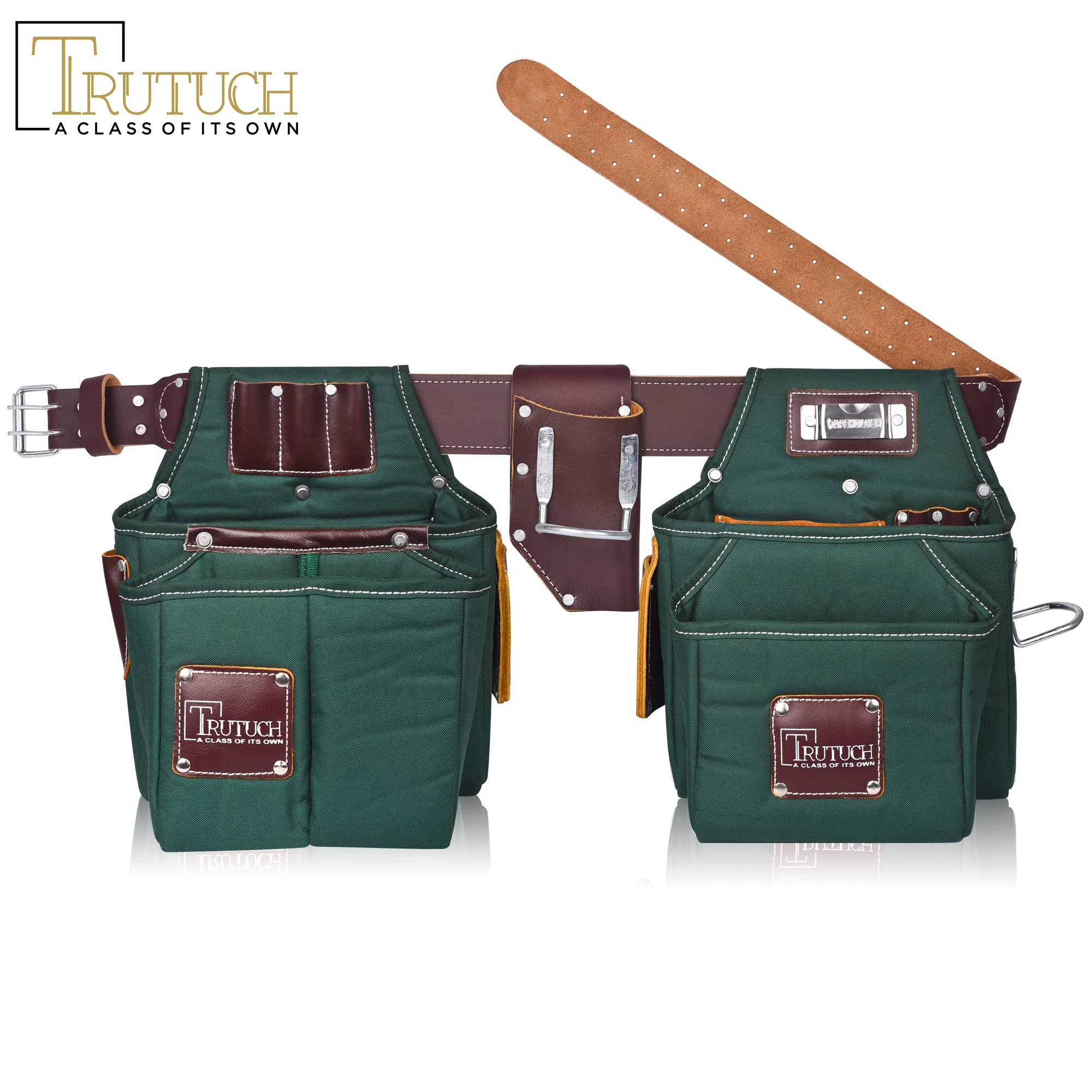 Trutuch Nylon & Leather Tool Belt, Framers Tool Belt, Electrician Carpenter Tool Bag Set, TT-1710-R