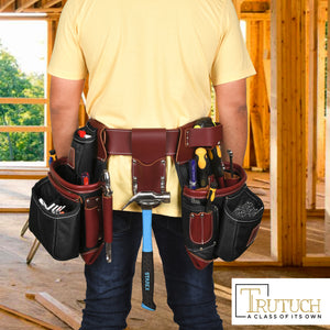 Trutuch Nylon & Leather Tool Belt, Framers Tool Belt, Electrician Carpenter Tool Bag Set, TT-1600-RR