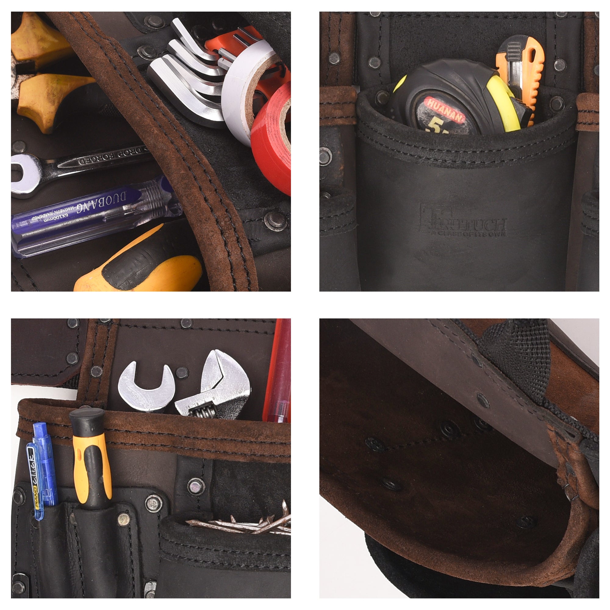 Trutuch Brown Combine Leather Tool Belt, Carpenter Tool Belt, Drywall Tool Belt for Handyman, TT-4030-R