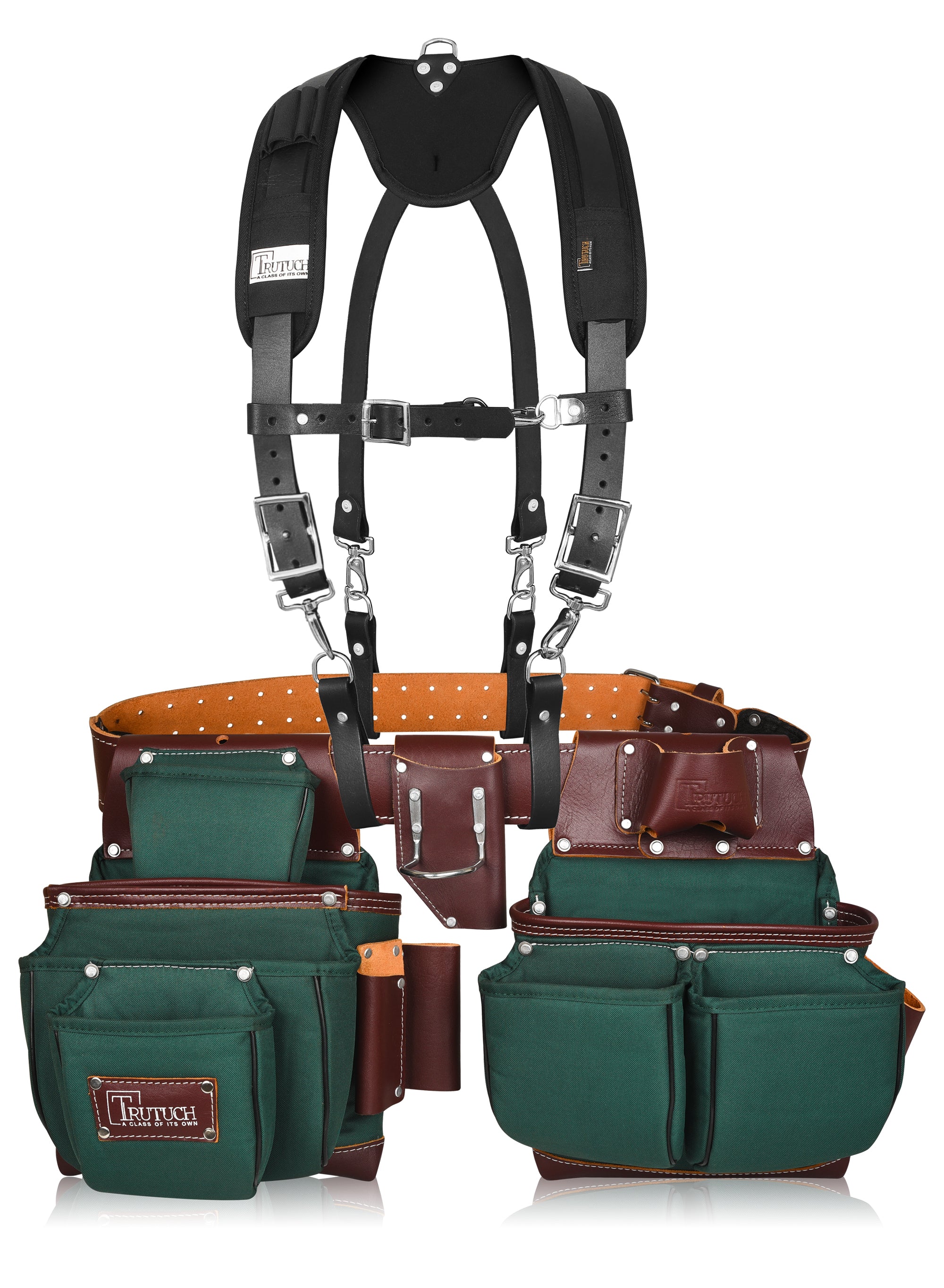 Trutuch Green Nylon Leather Tool Belt with Leather Work
