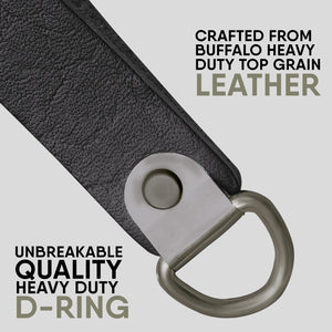 Trutuch Black Leather Work Suspenders with Cell Phone Pocket, Comfortable Padded Leather Tool Belt Suspenders, Maroon Suspension System, TT-7060-S