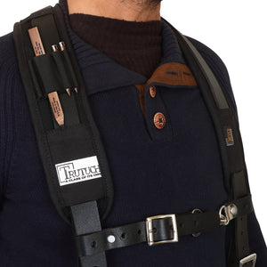 Trutuch Black Nylon & Leather Tool Belt with Leather Work Suspender, Framers Tool Belt, Electrician, Construction, Drywall Tool Belt, TT-1520-R-7030-S