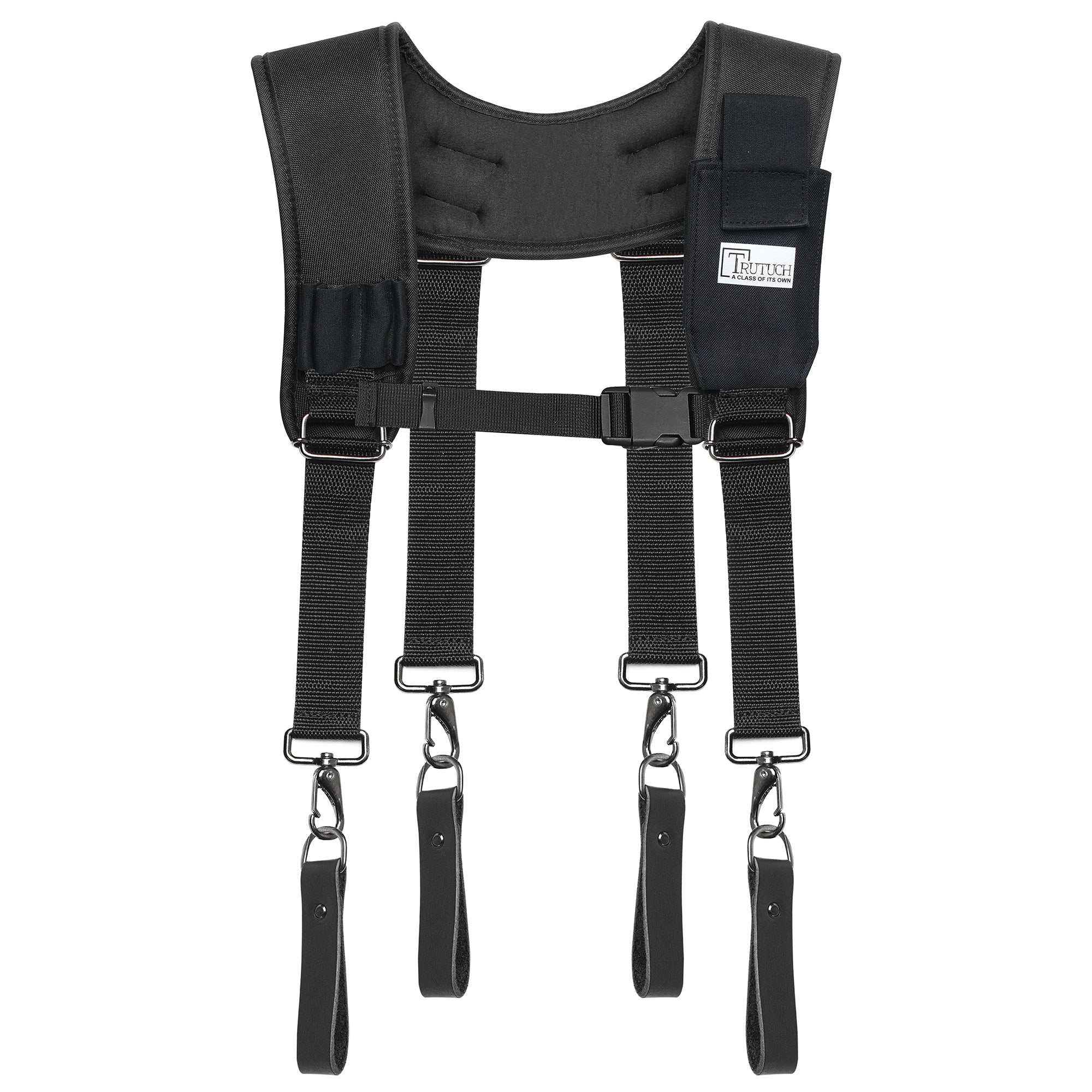 Trutuch Black Nylon & Leather Tool Belt with Nylon Work Suspender, Framers Tool Belt, Electrician, Construction, Drywall Tool Belt, TT-1520-R-7040-S