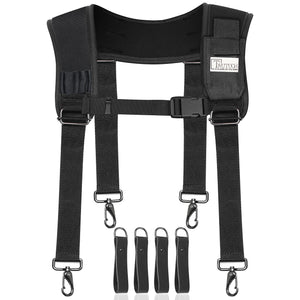 Trutuch Black Nylon & Leather Tool Belt with Nylon Work Suspender, Framers Tool Belt, Electrician, Construction, Drywall Tool Belt, TT-1520-R-7040-S
