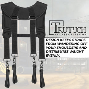 Trutuch Black Nylon & Leather Tool Belt with Nylon Work Suspender, Framers Tool Belt, Electrician, Construction, Drywall Tool Belt, TT-1520-R-7040-S