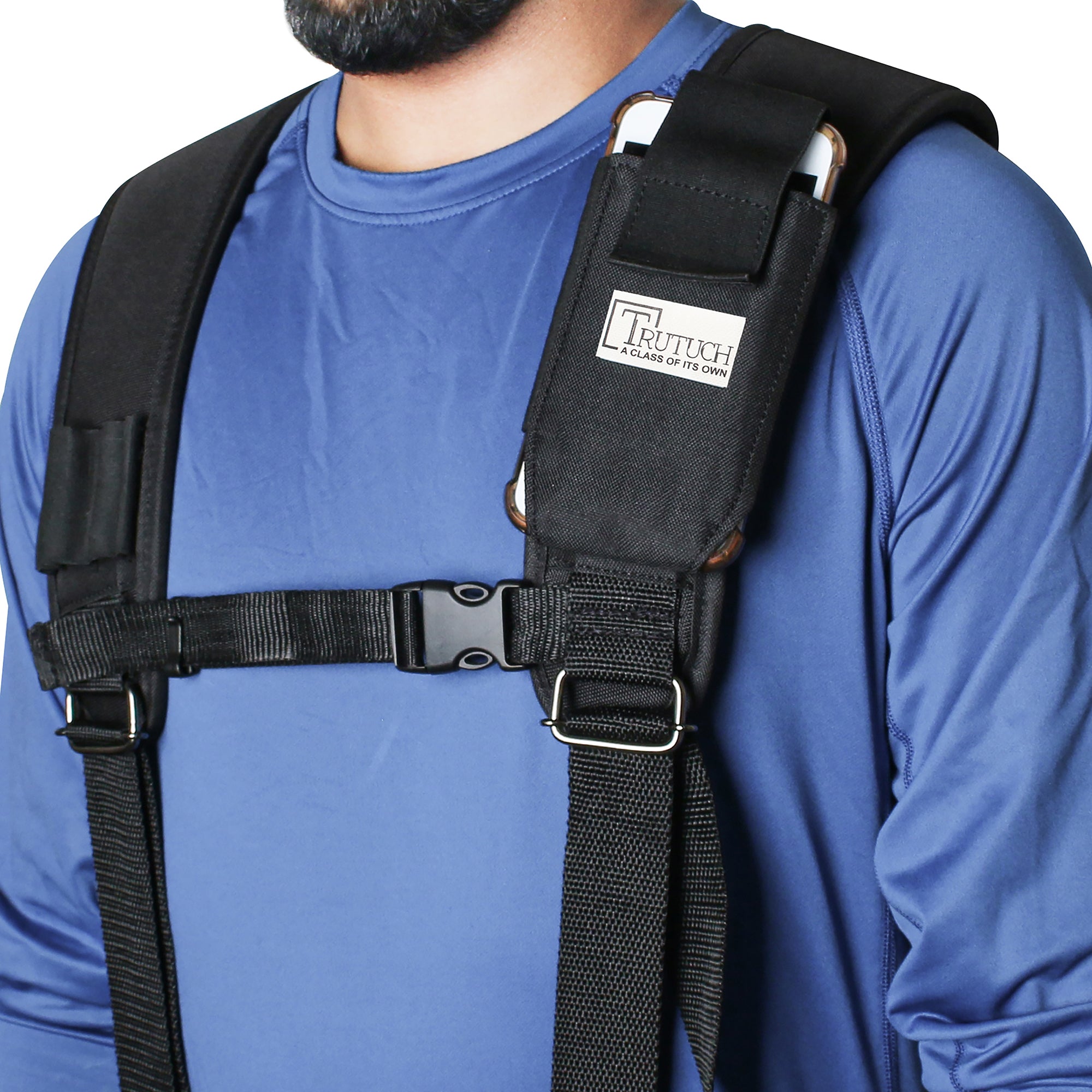 Trutuch Black Nylon & Leather Tool Belt with Nylon Work Suspender, Framers Tool Belt, Electrician, Construction, Drywall Tool Belt, TT-1520-R-7040-S