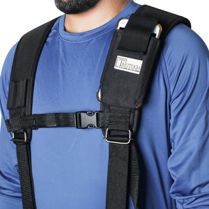 Trutuch Black Nylon & Leather Tool Belt with Nylon Work Suspender, Framers Tool Belt, Electrician, Construction, Drywall Tool Belt, TT-1520-R-7040-S