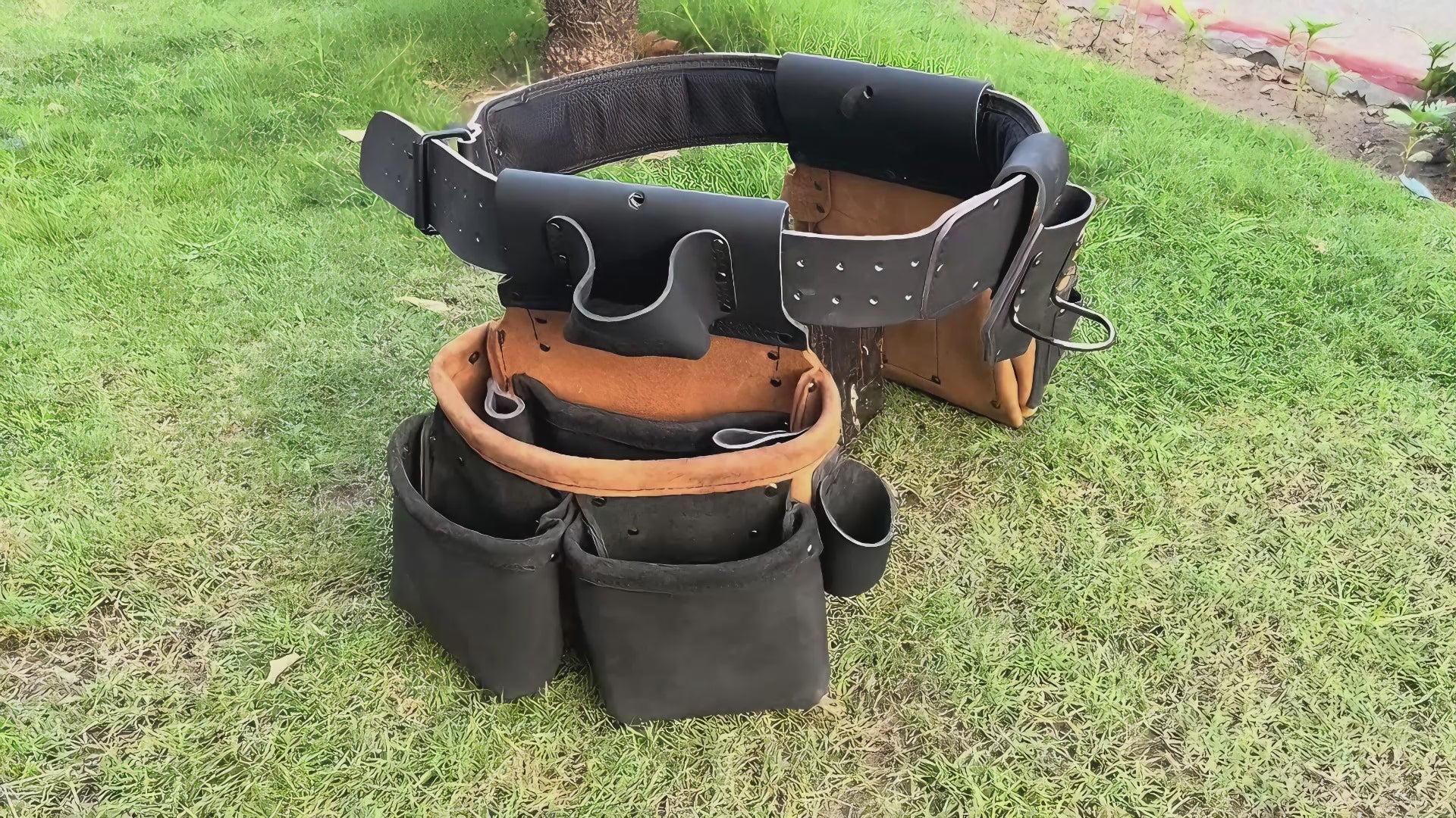 Trutuch Oil Tanned Leather Tool Belt, Framers Tool Belts, Electrician Carpenter Tool Bag Set, TT-3050-R