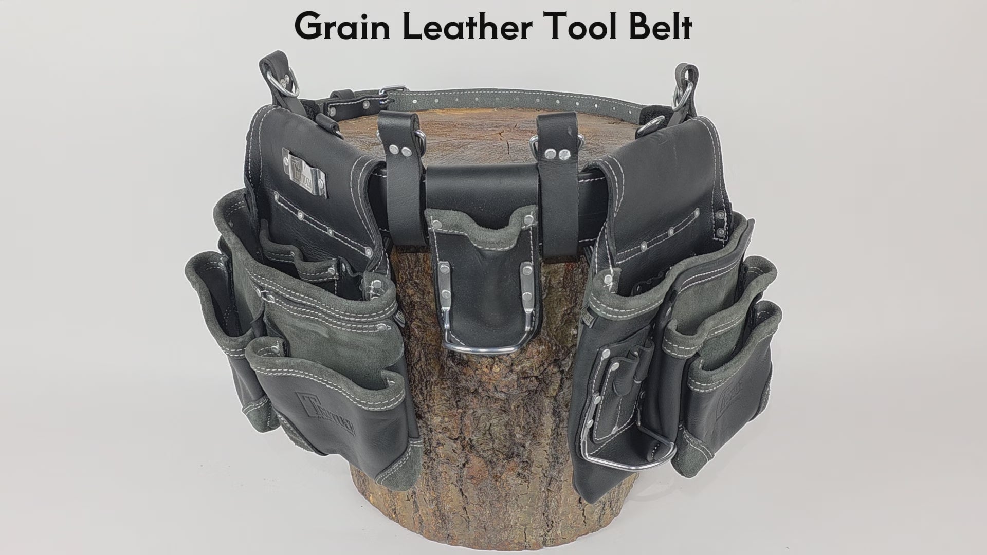 Trutuch Black Grain Leather Tool Belt for Men, Carpenter Tool Bag,18 Pockets, Tool Pouch, TT-3020-R