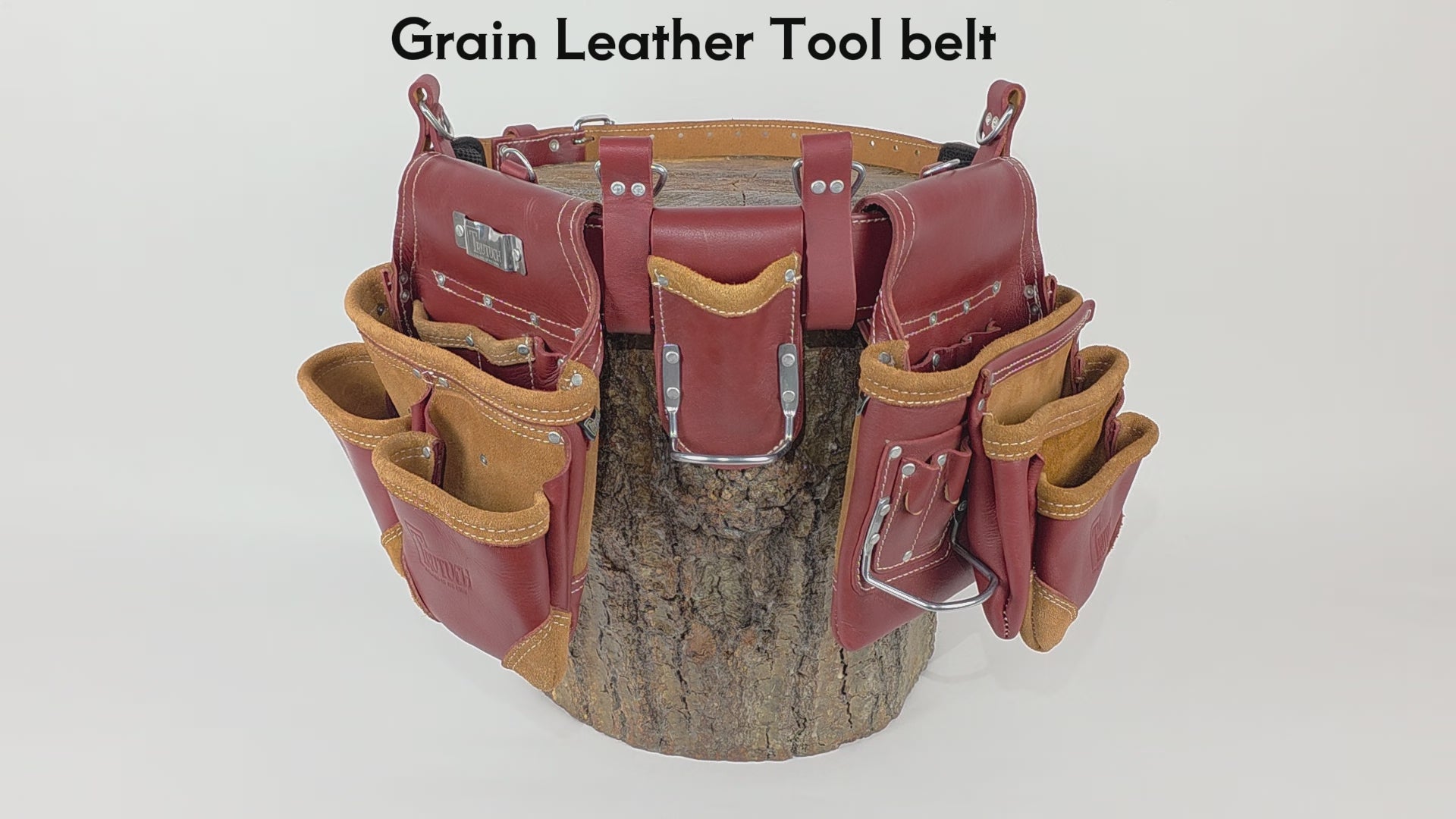 Trutuch Grain Leather Tool Belt for Men, Carpenter Tool Bag,18 Pockets, Tool Pouch, TT-3000-R