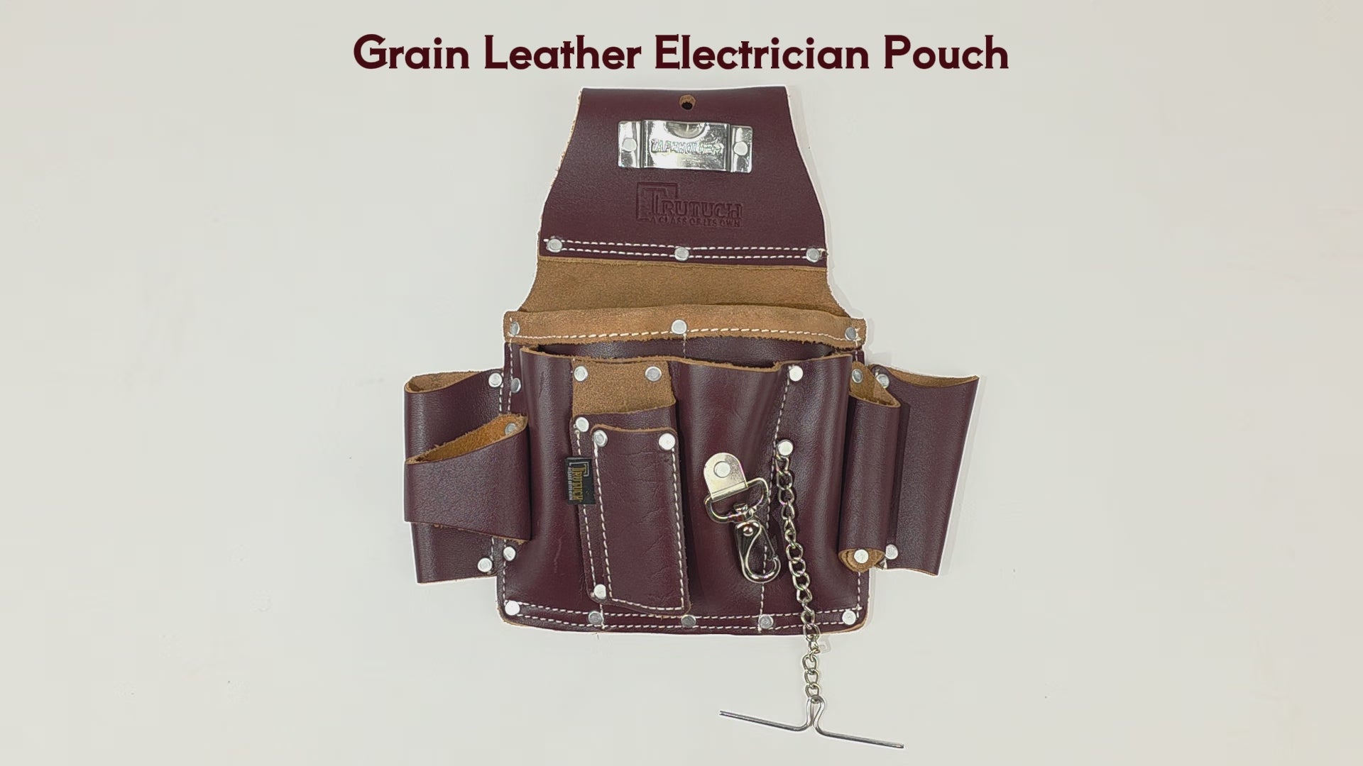 Trutuch Maroon Leather Electrician Tool Pouch, Electric Tool Pouch for Men, Contractor's Tool Pouch, TT-400-E