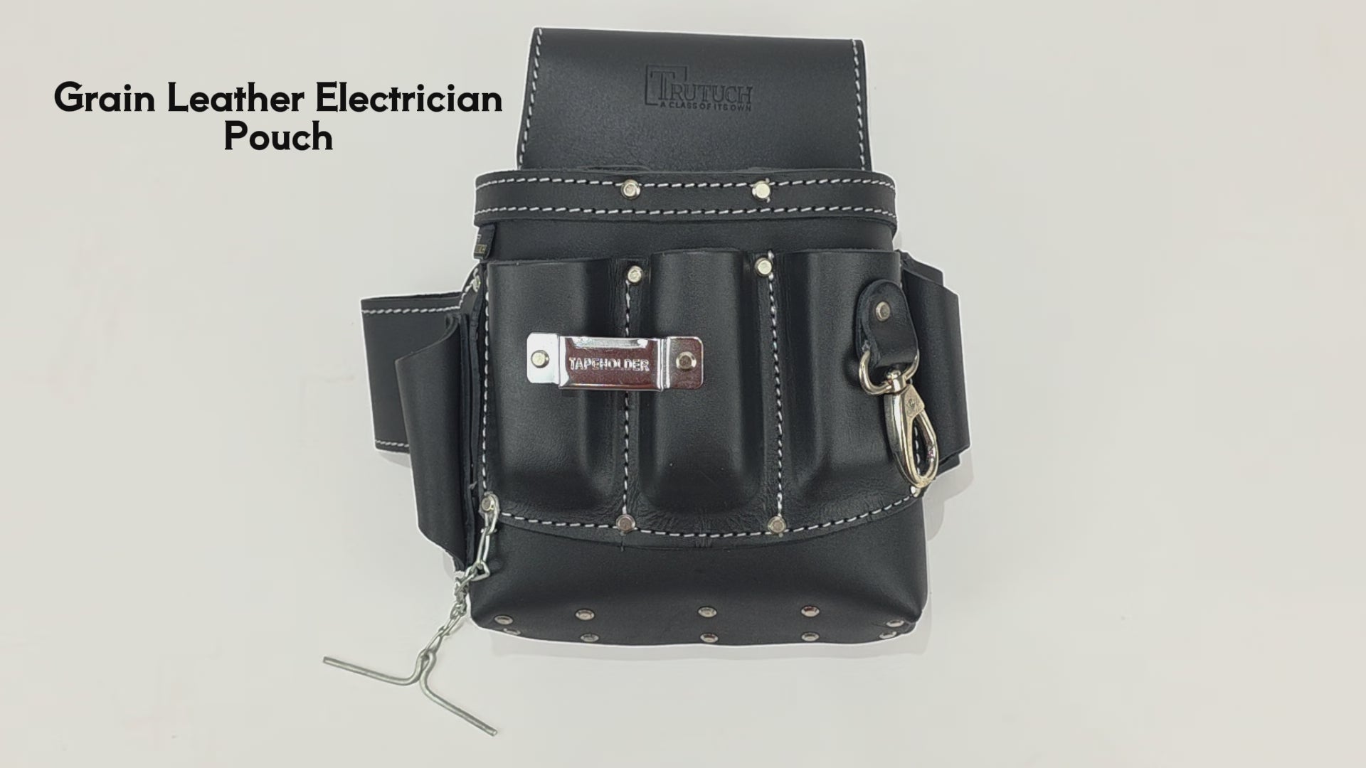 Trutuch Grain Leather Electrician Tool Pouch, Electric Tool Pouch for Men, Contractor's Tool Pouch, TT-500-E