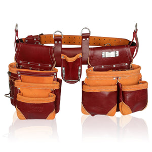 Trutuch Leather Tool Belt with Pocket Suspender, Carpenter Tool Belt, Tool Bag, TT-3000-R-7010-S