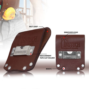 Trutuch Leather Tape Measure Holder, Clip Holder for Carpenter, Tape Holster, Construction, Framer, Electrician, TT-630-H