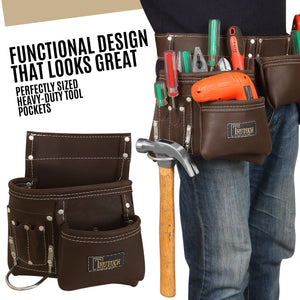 Trutuch Chocolate Combine Leather Tool Belt, Carpenter Tool Belt, Drywall Tool Belt for Handyman, TT-4020-R