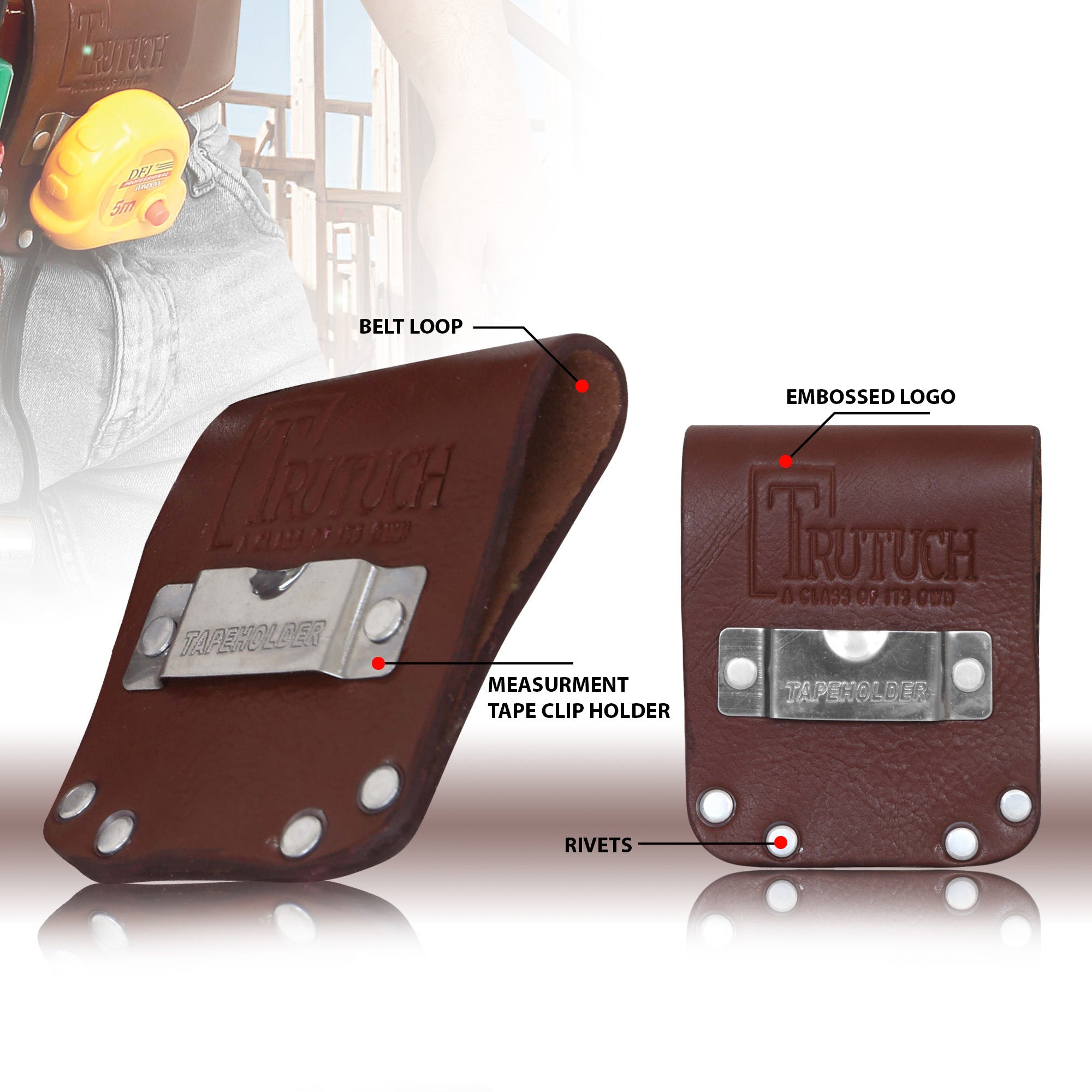Trutuch Leather Hammer & Tape Holder, Plier Holster, Small Tool Holders, TT-620-H-630-H