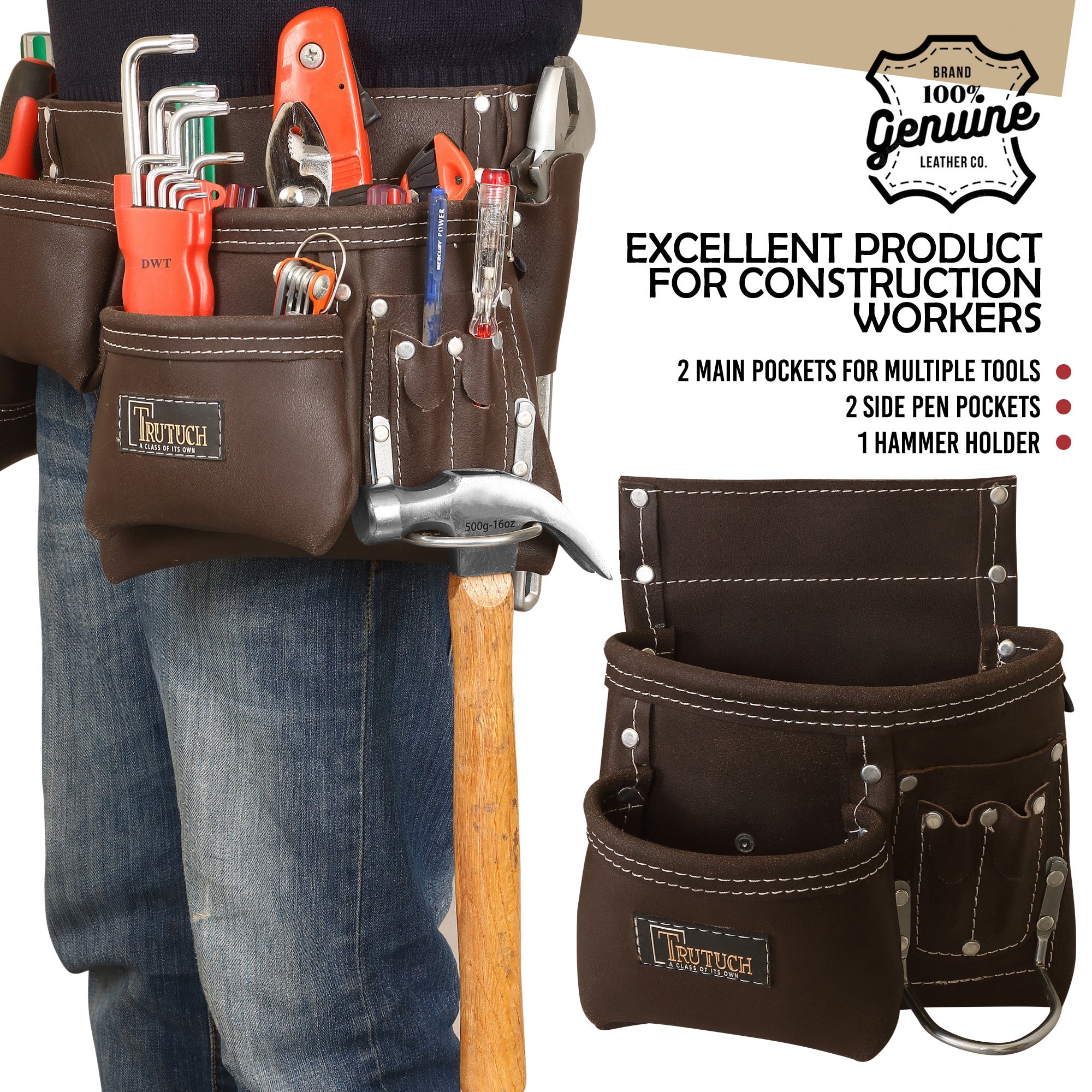Leather Carpenter tool Pouch With Work Tool Belt, Tool Bag with Belt –  TRUTUCH