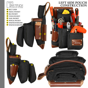 Trutuch Nylon and Leather Tool Belt, Nylon Tool Bag for Carpenter, Tool Pouch, Electrician, TT-1520-R