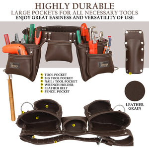 Trutuch Leather Tool Belt, 18 Pockets, Handyman Tool Belt, Carpenter  Tool Belt, Tool Bag, Framers Tool Belt