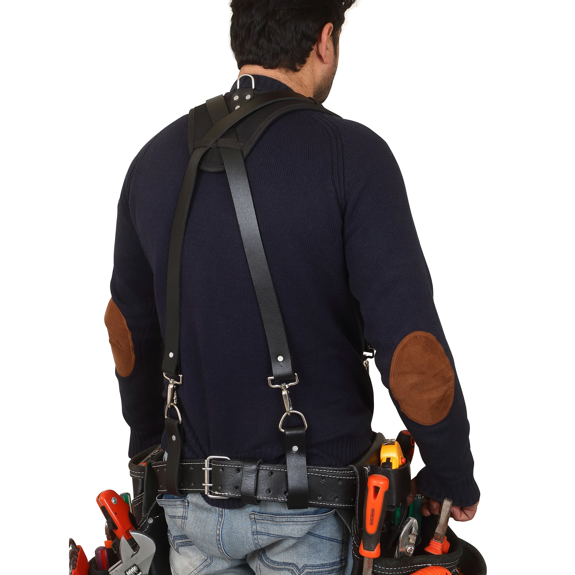 Leather Work Suspender With Pockets, Leather Tool Belt Suspender
